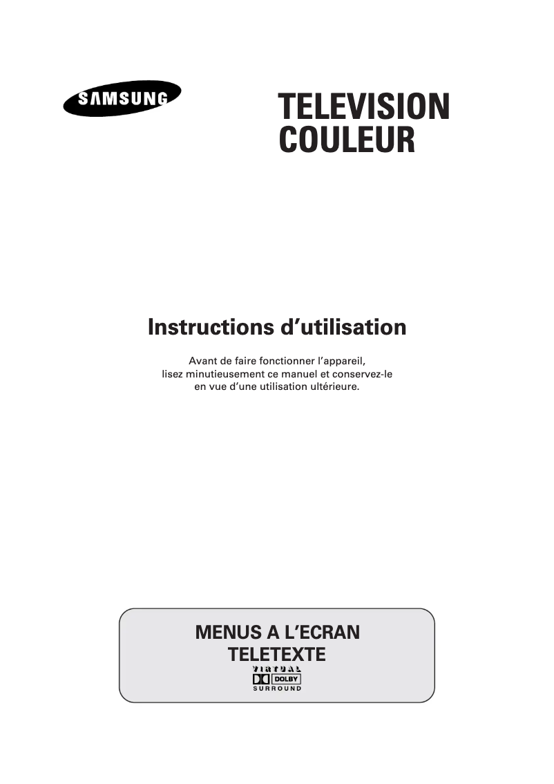 Page 1 de la notice Manuel utilisateur Samsung WS-32A116D