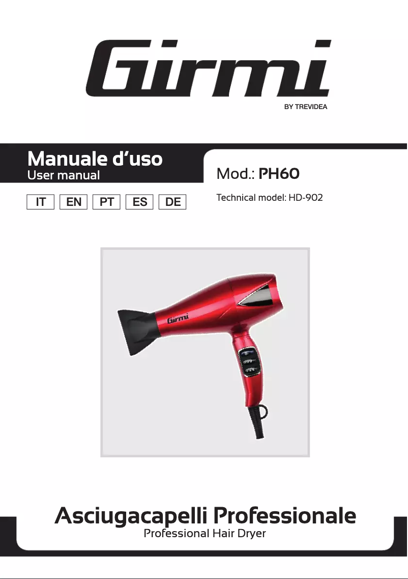 Page 1 de la notice Manuel utilisateur Girmi PH60