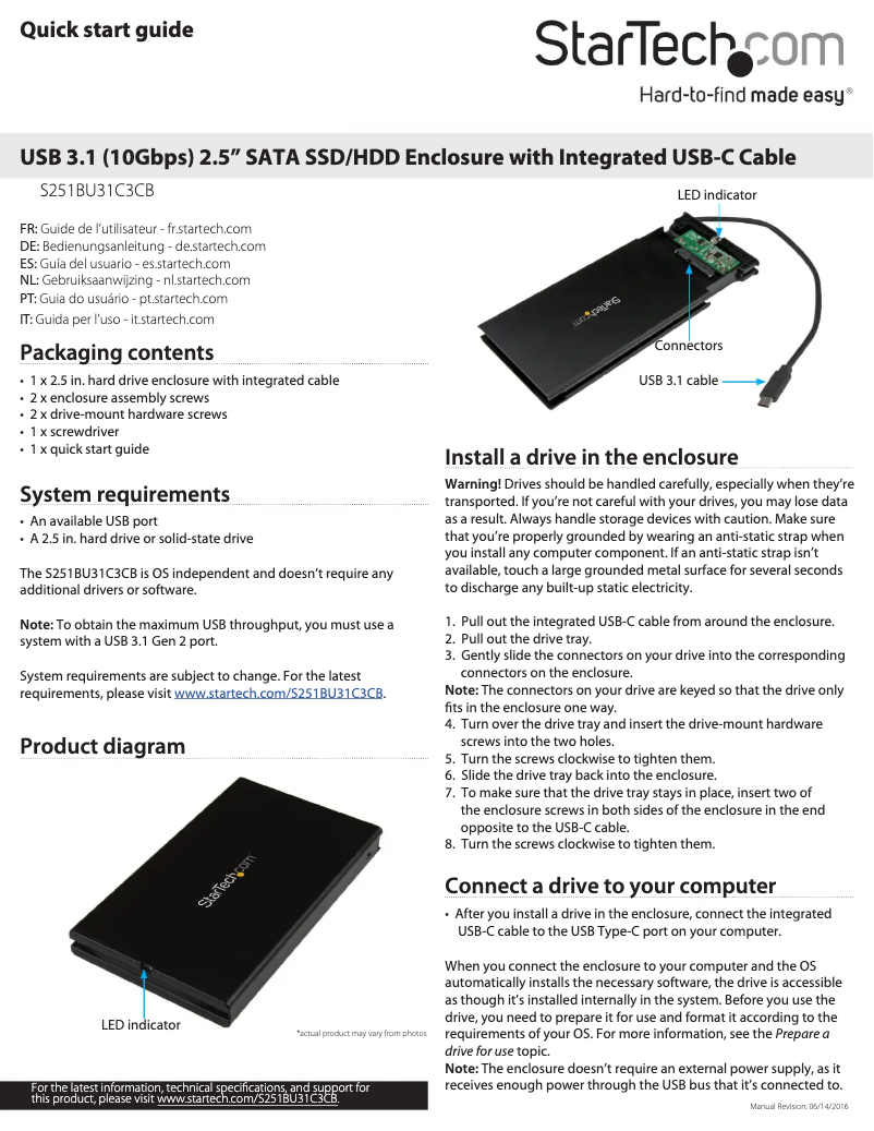 Page n°1 - Manuel utilisateur StarTech.com S251BU31C3CB