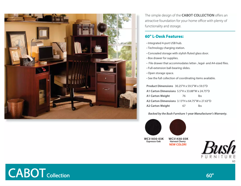 Page 1 de la notice Fiche technique Bush Cabot WC31430-03K