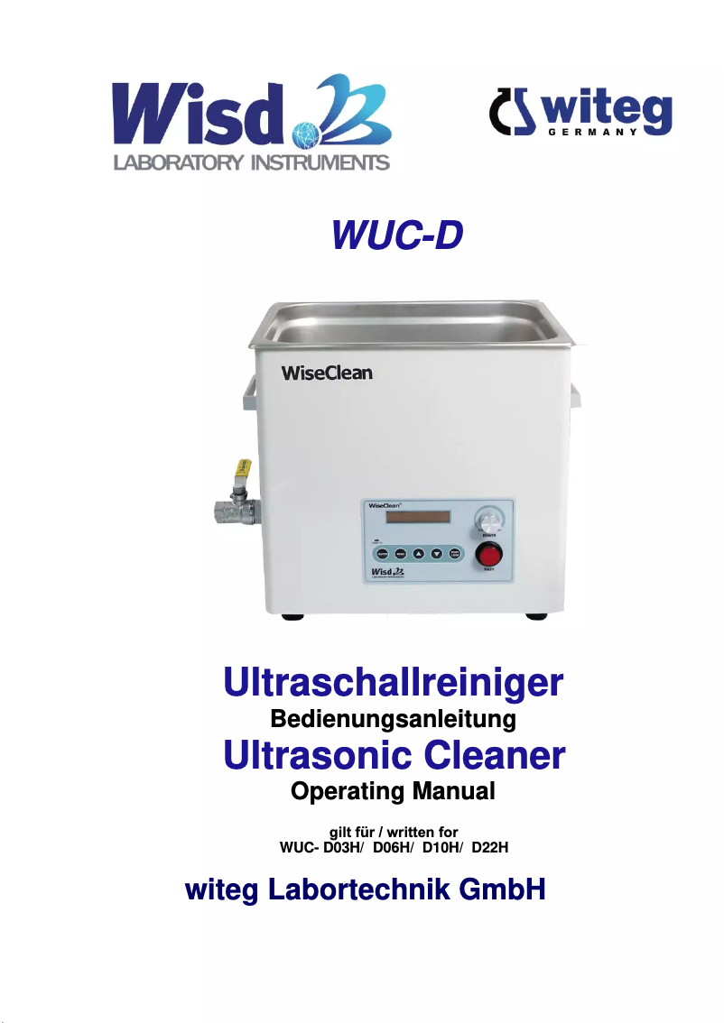 Page n°1 - Manuel utilisateur WiseClean WUC-D10H