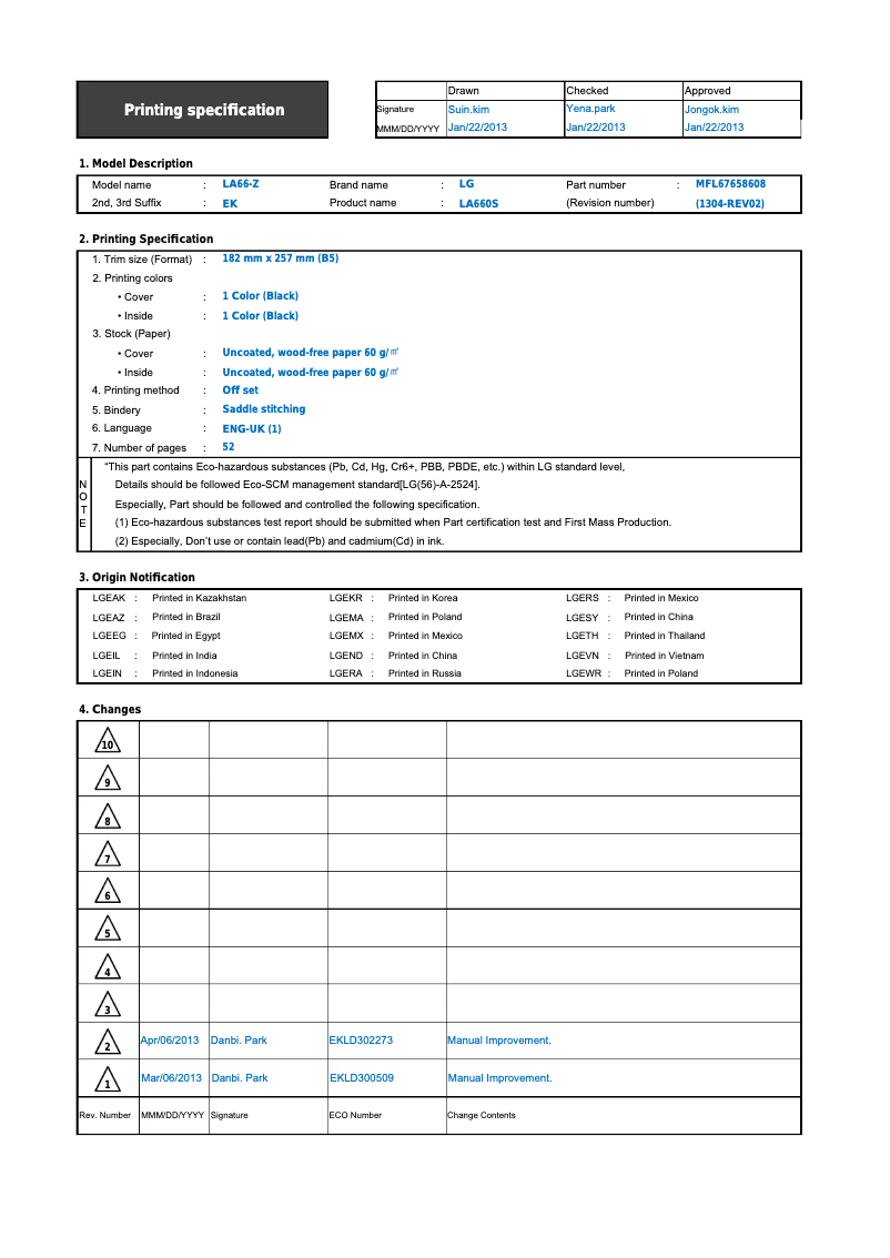 Page n°1 - Manuel utilisateur LG 32LN578V