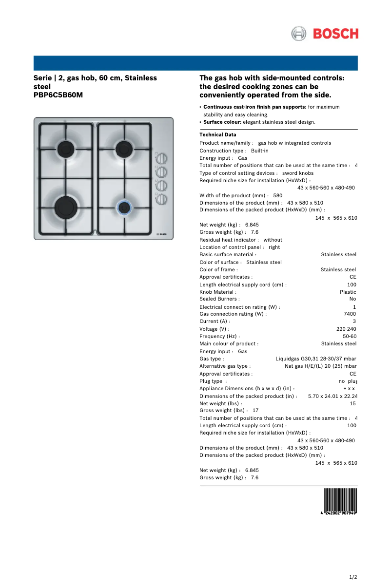 Image de la première page du manuel de l'appareil PBP6C5B60M