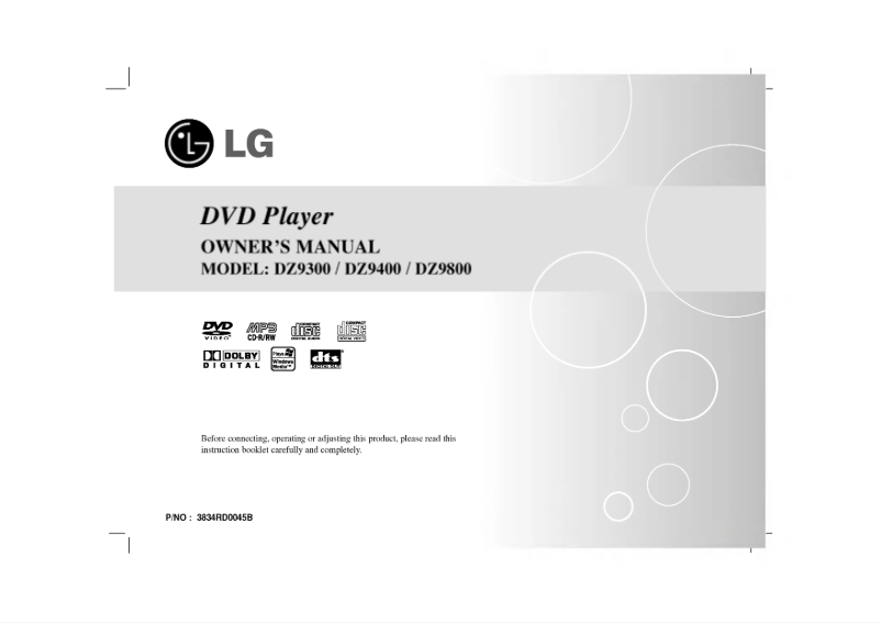 Page n°1 - Manuel utilisateur LG DZ9800