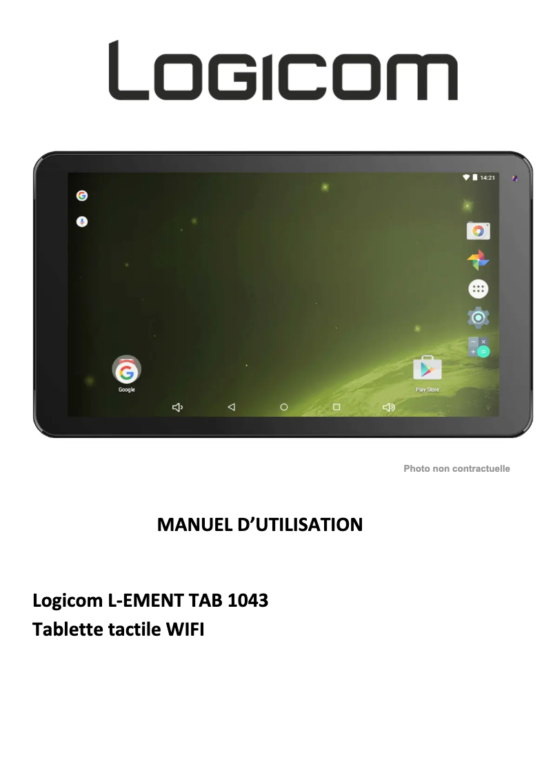 Page 1 de la notice Manuel utilisateur Logicom L-ement Tab 1043