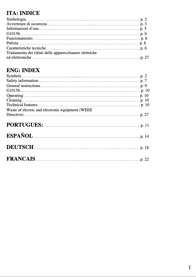 Page 1 de la notice Manuel utilisateur G3 Ferrari Pochè G10156