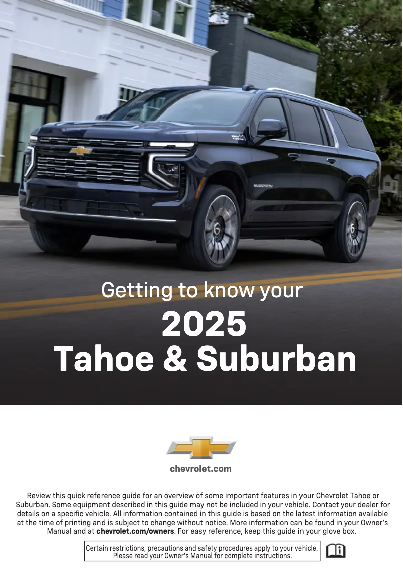 Page 1 de la notice Guide de démarrage rapide Chevrolet Suburban (2025)