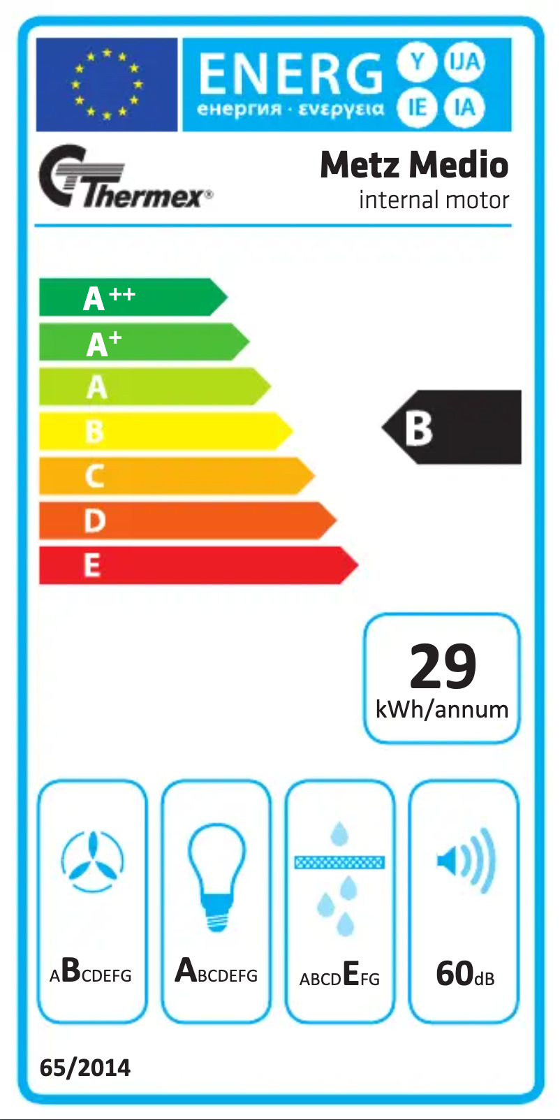 Page 1 de la notice Label énergétique Thermex Metz Medio