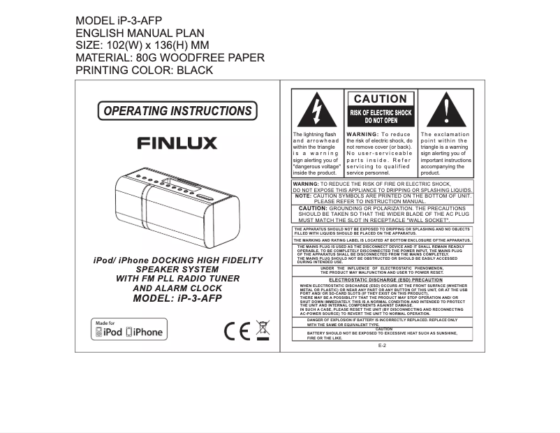 Page n°1 - Manuel utilisateur Finlux IP-3-AFP
