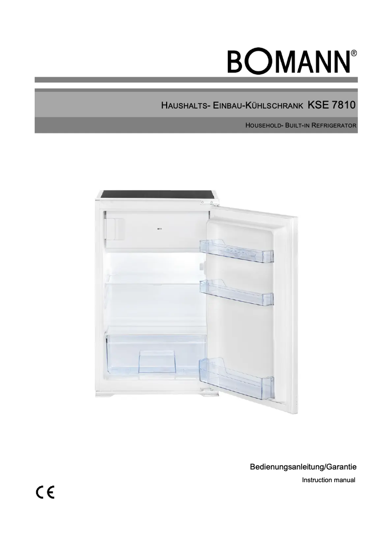 Page 1 de la notice Manuel utilisateur Bomann KSE 7810