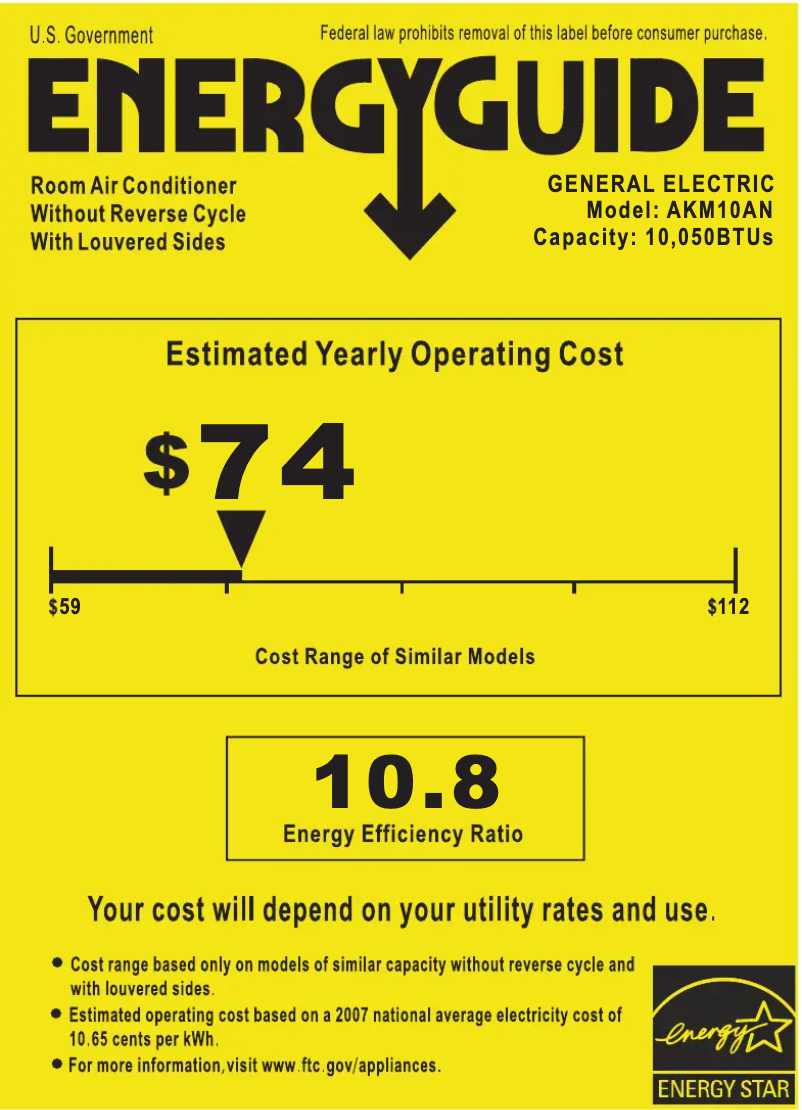 Page n°1 - Label énergétique GE AKM10AN