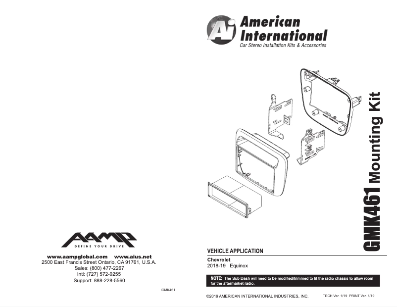 Page n°1 - Manuel utilisateur American International GMK461