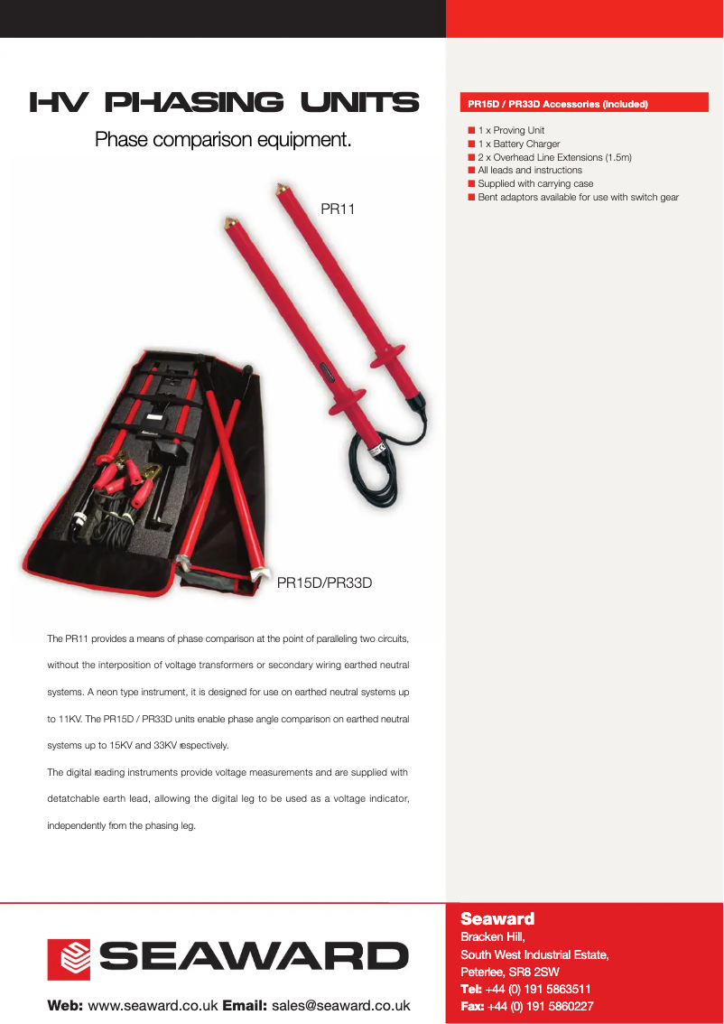 Página 1 del manual Ficha técnica Seaward PR15D