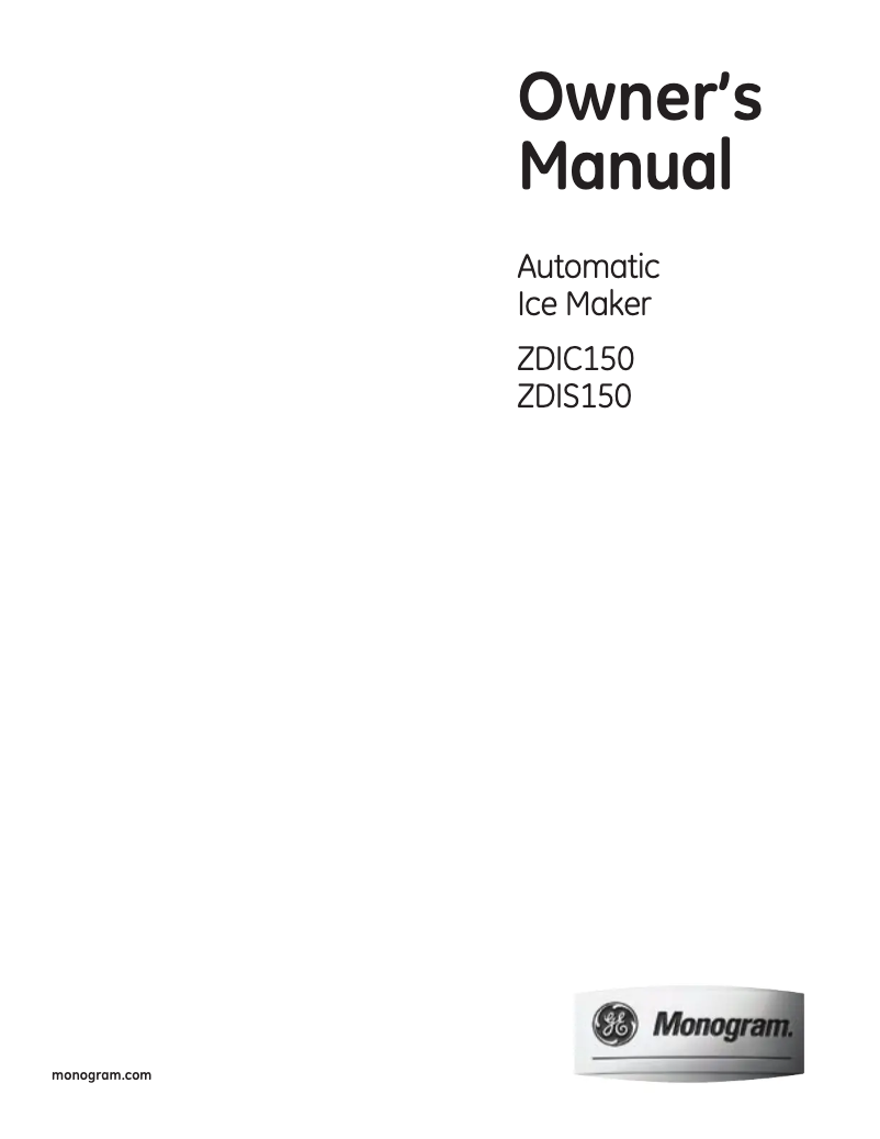 Page 1 de la notice Manuel d'utilisation et d'entretien GE ZDIS150ZSS