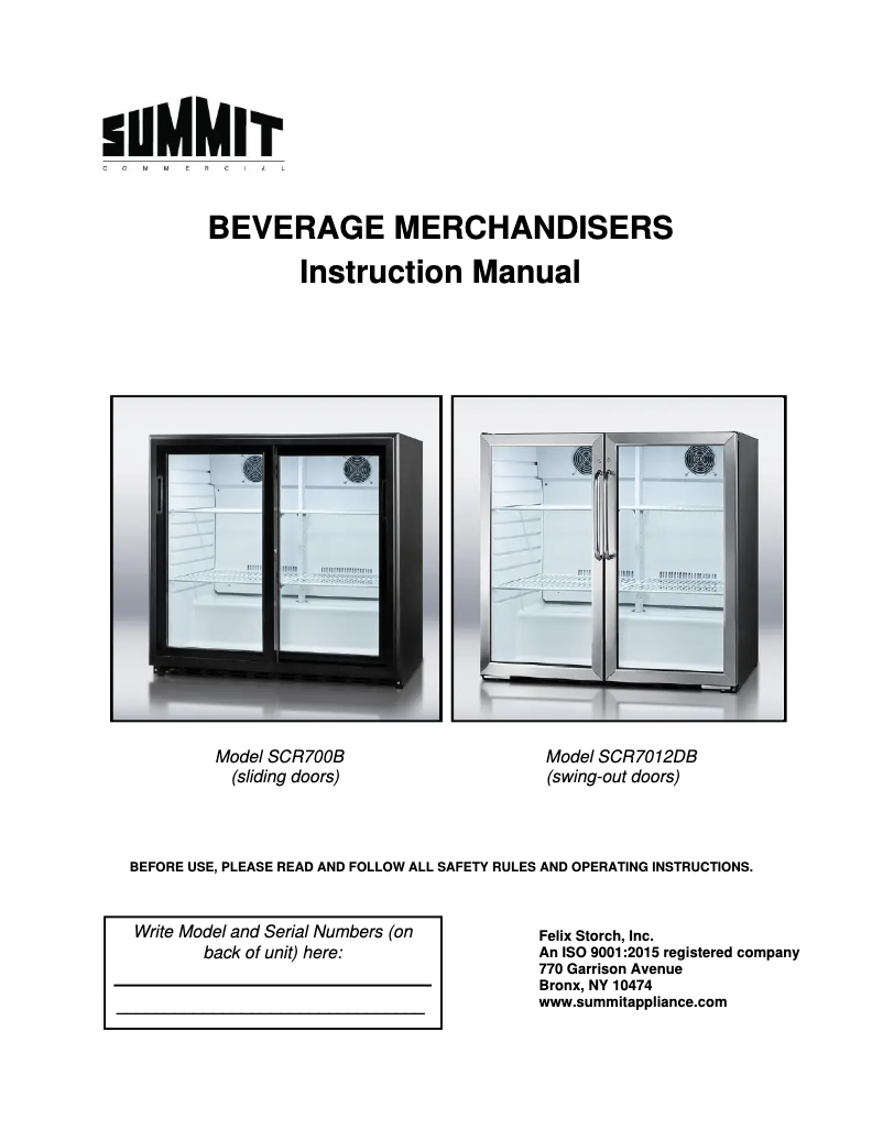 Image de la première page du manuel de l'appareil SCR7012DB