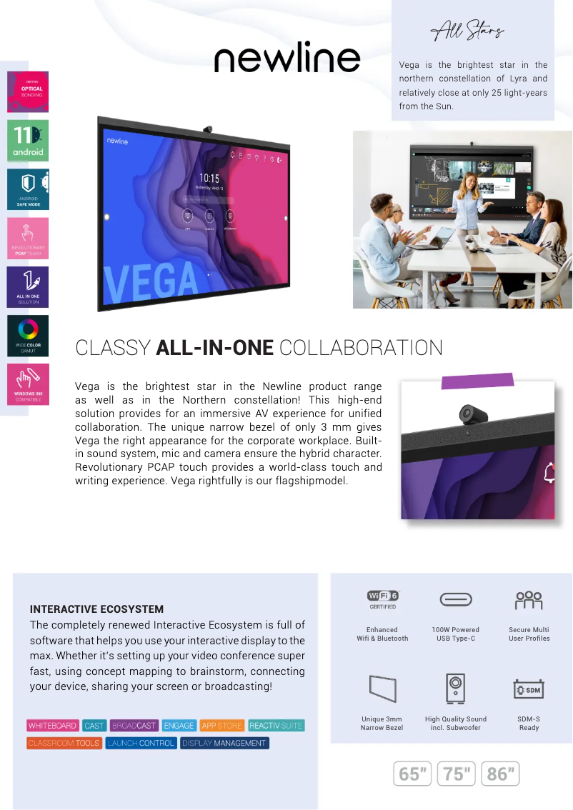 Page n°1 - Fiche technique Newline Vega