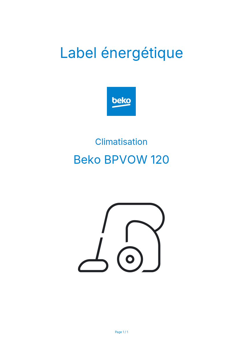 Page n°1 - Label énergétique Beko BPVOW 120