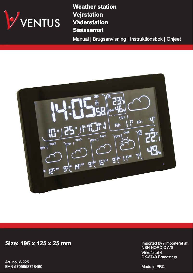 Página 1 del manual Manual de usuario Ventus W225