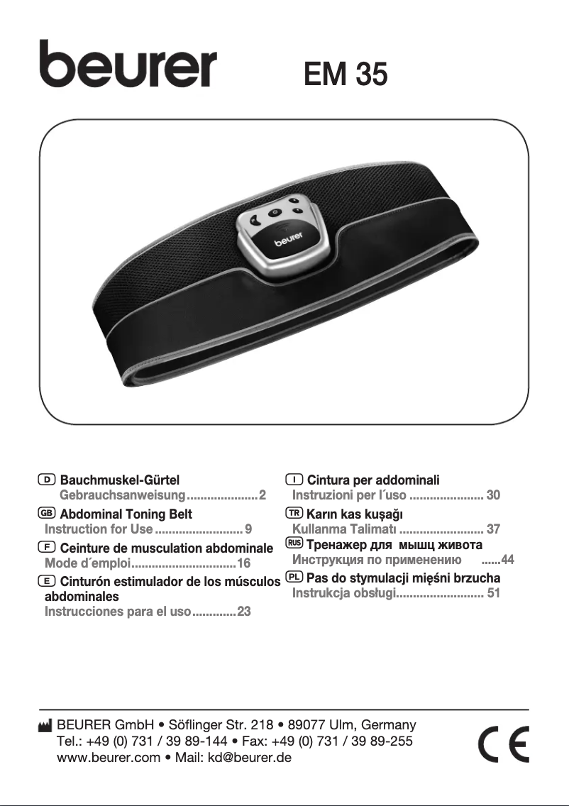Page n°1 - Manuel utilisateur Beurer EM 35