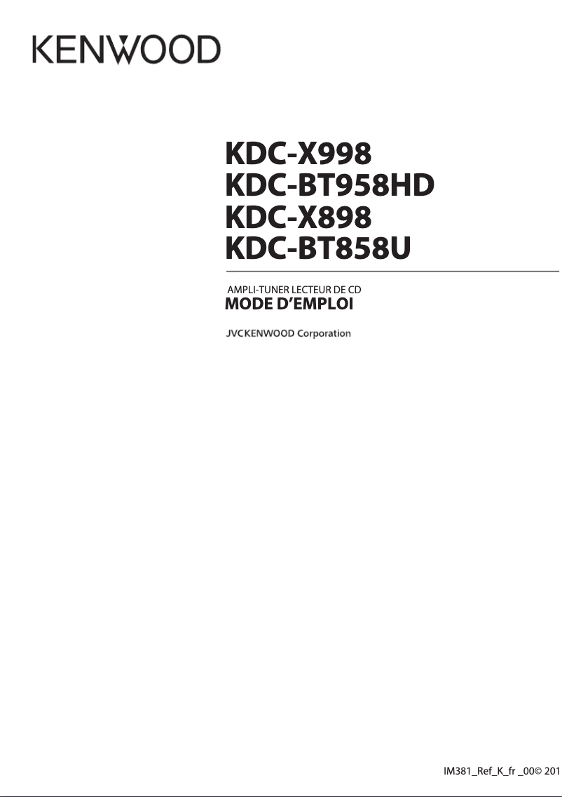 Page 1 de la notice Manuel utilisateur Kenwood KDC-X898
