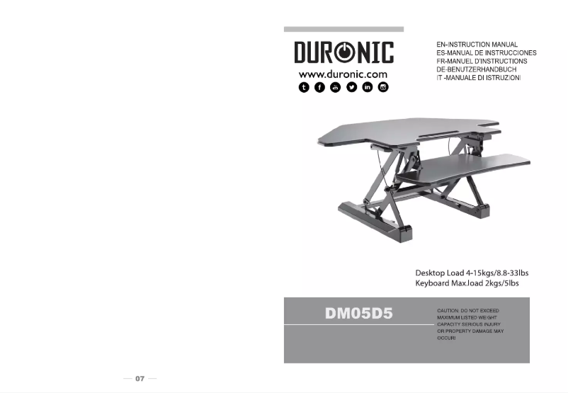 Page 1 de la notice Manuel utilisateur Duronic DM05D5