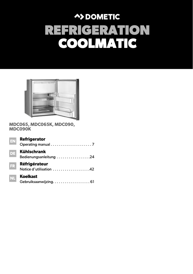 Imagen de la primera página del manual del dispositivo CoolMatic MDC 90