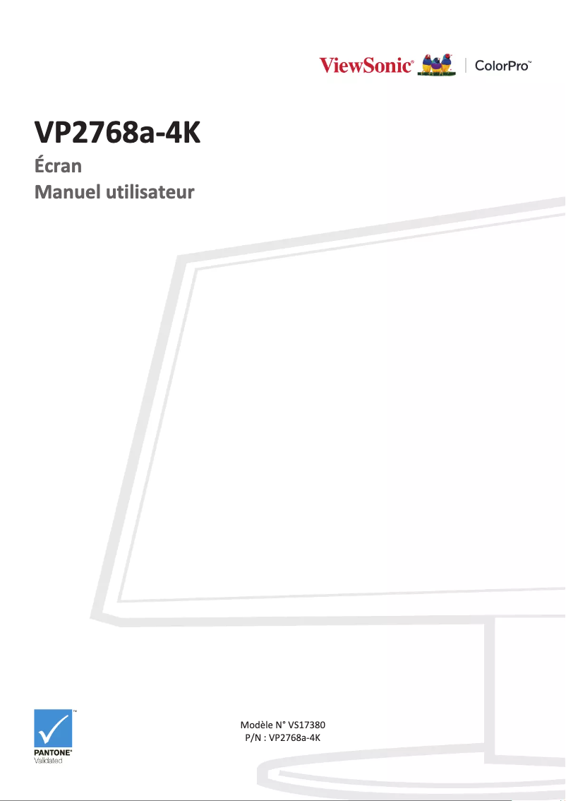 Page 1 de la notice Manuel utilisateur Viewsonic VP2768A-4K