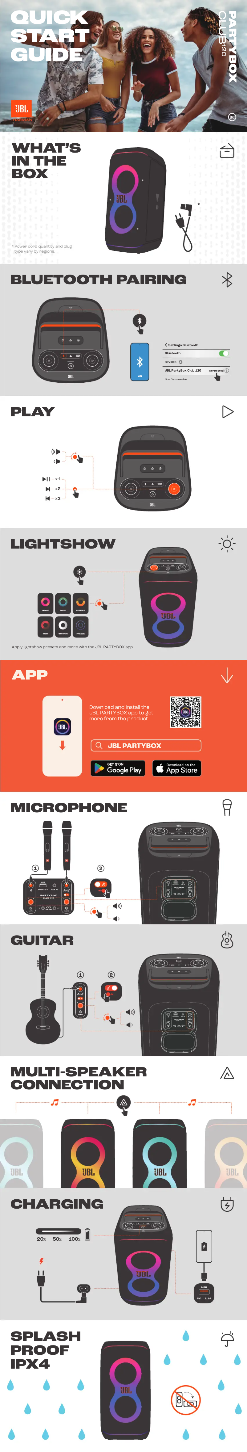 Page 1 de la notice Manuel utilisateur JBL PartyBox Club 120