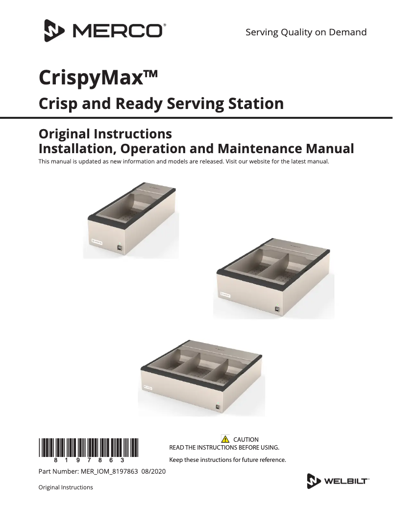 Page n°1 - Manuel utilisateur Merco CrispyMax