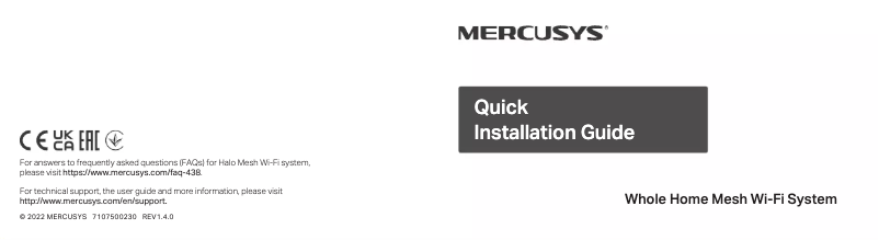 Page 1 of the manual Installation Guide Mercusys Halo H30