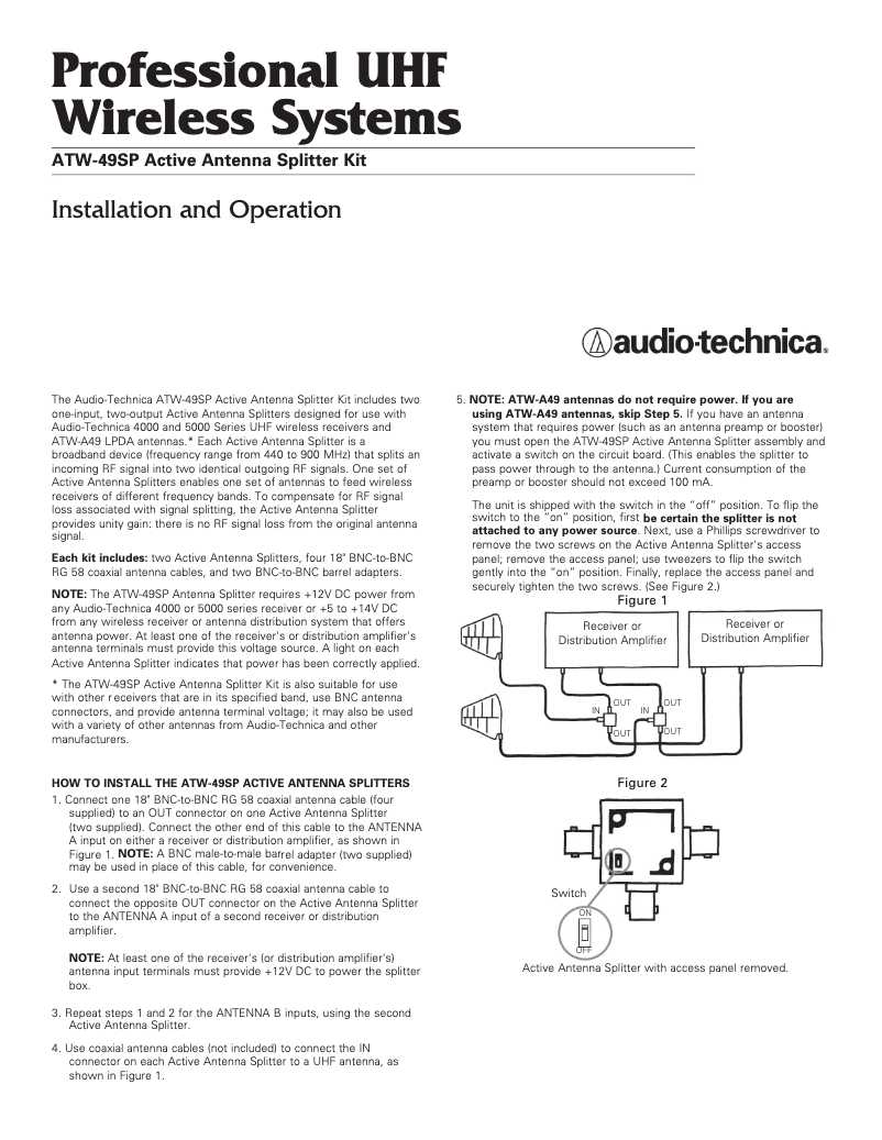 Página 1 del manual Manual de usuario Audio-Technica ATW-49SP