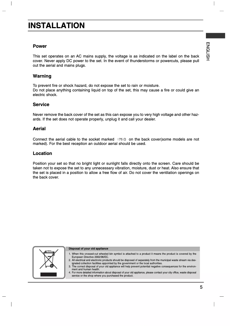 Page 1 of the manual User Manual LG 21FB5RLX