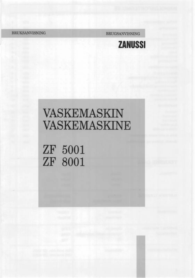 Page n°1 - Manuel utilisateur Zanussi ZF 8001