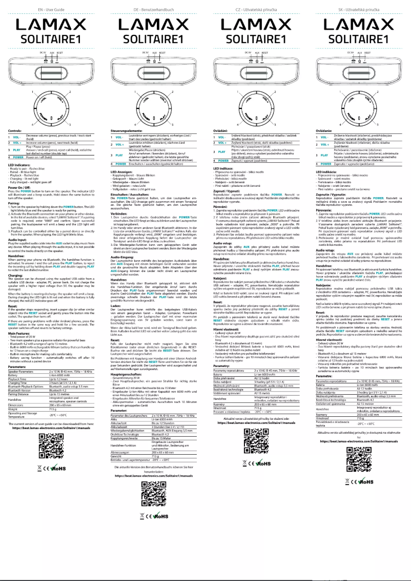 Page n°1 - Manuel utilisateur Lamax Solitaire1