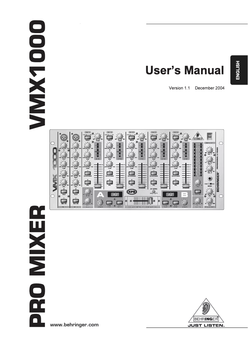 Image de la première page du manuel de l'appareil VMX1000