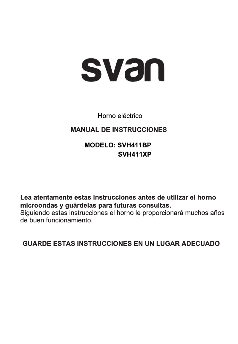 Page 1 de la notice Manuel utilisateur SVAN SVH411XP