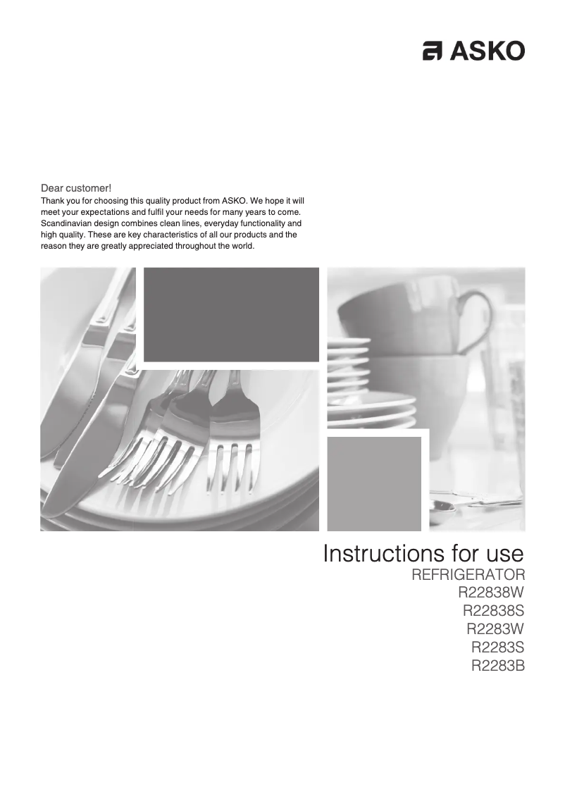 Page n°1 - Manuel utilisateur Asko R22838S