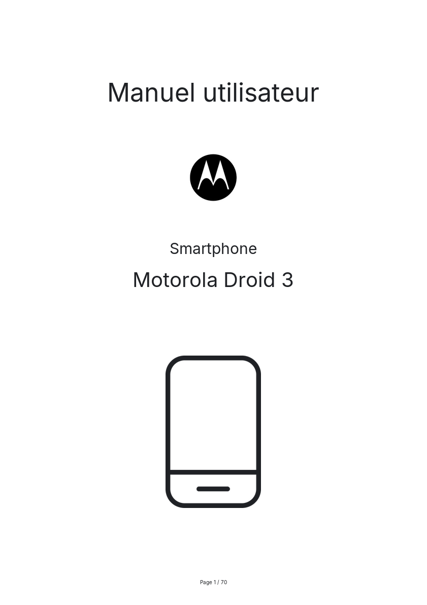 Image de la première page du manuel de l'appareil Droid 3