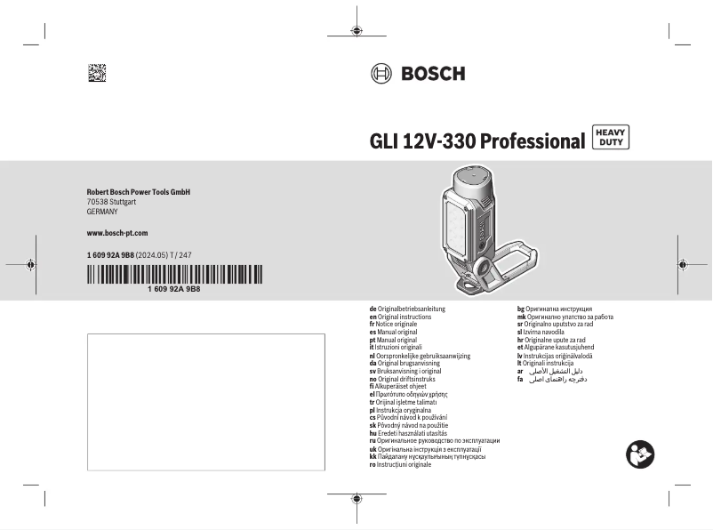 Image de la première page du manuel de l'appareil GLI 12V-330 Professional