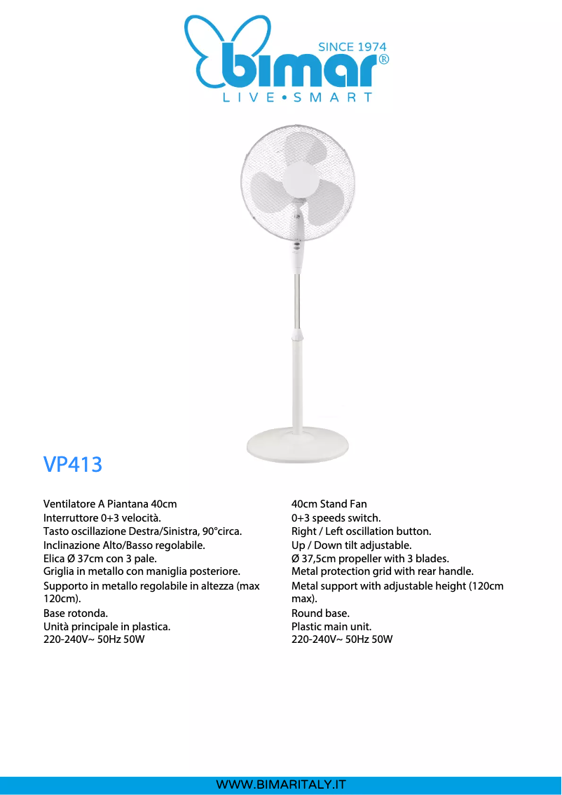 Page n°1 - Fiche technique Bimar VP413
