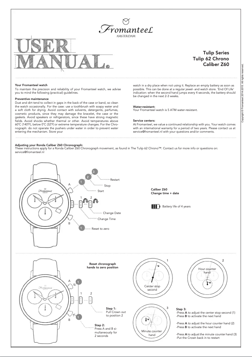 Page 1 de la notice Manuel utilisateur Fromanteel Generations Chrono