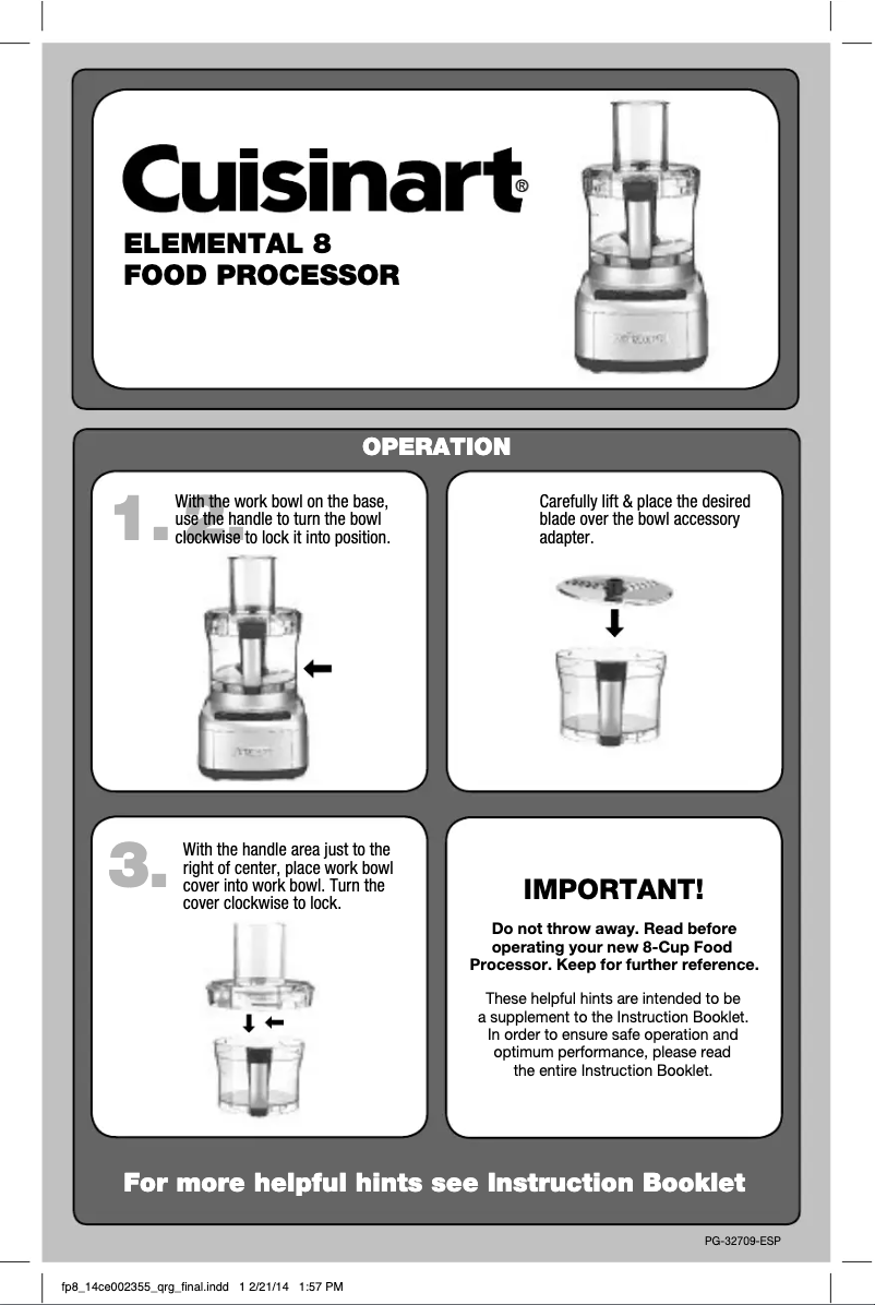 Page 1 de la notice Manuel utilisateur Cuisinart Elemental FP-8SV