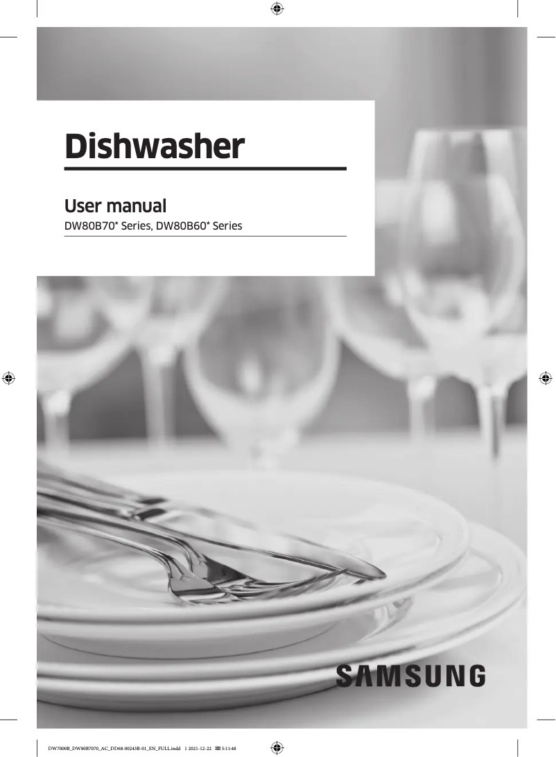 Page 1 de la notice Manuel utilisateur Samsung DW80B6060US