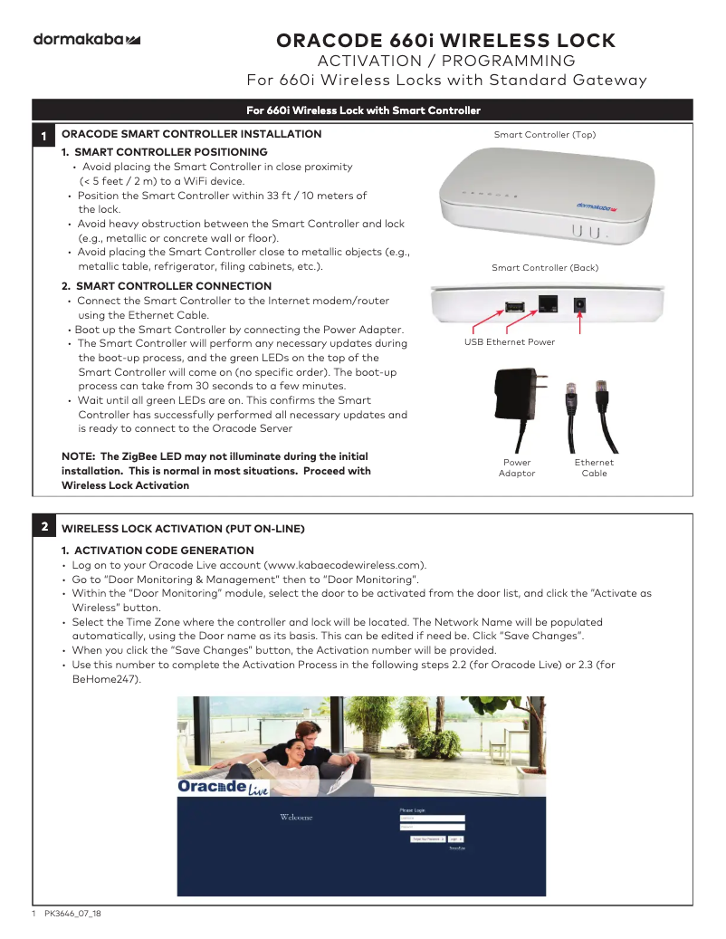 Page 1 de la notice Manuel utilisateur Dormakaba Oracode 660i