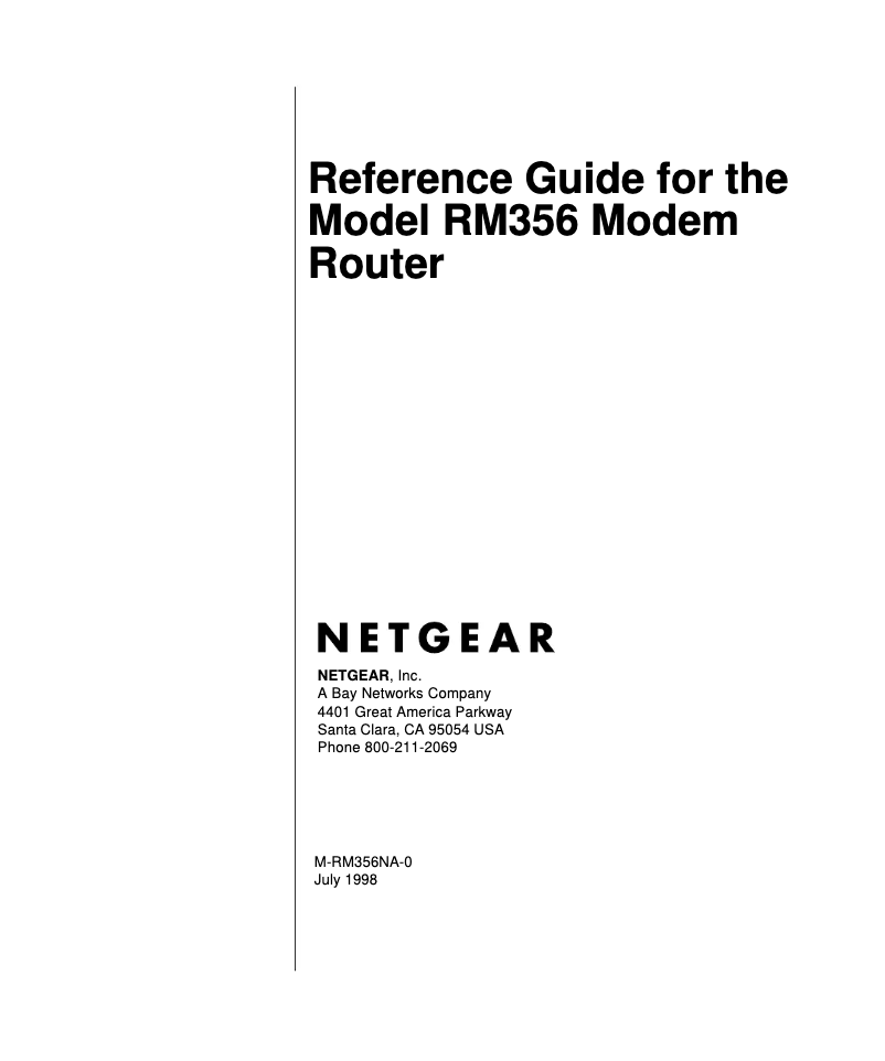 Page n°1 - Manuel utilisateur Netgear RM356