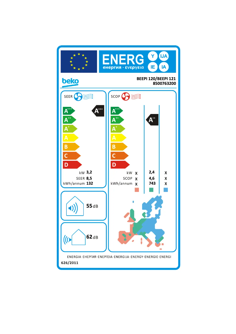 Page n°1 - Label énergétique Beko BEEPI 120/ BEEPI 121