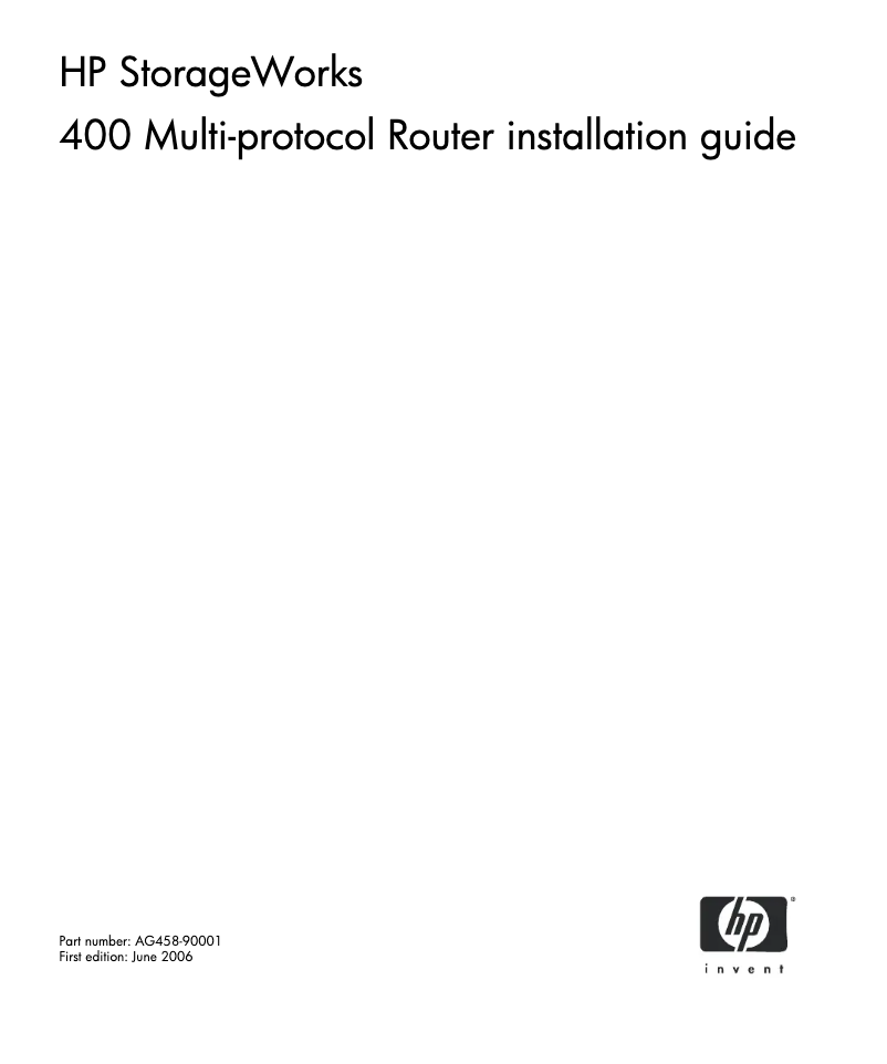 Page n°1 - Manuel utilisateur HP StorageWorks 400