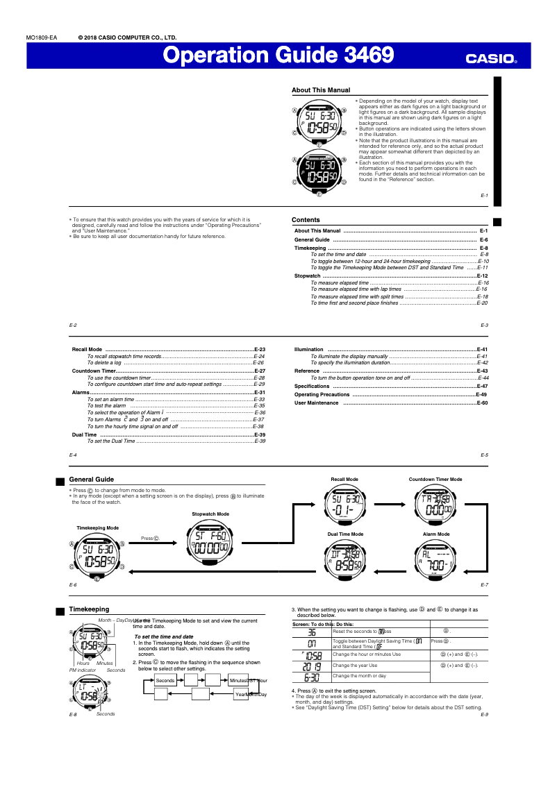 Page 1 de la notice Manuel utilisateur Casio Collection LWS-1000H-1AVEF