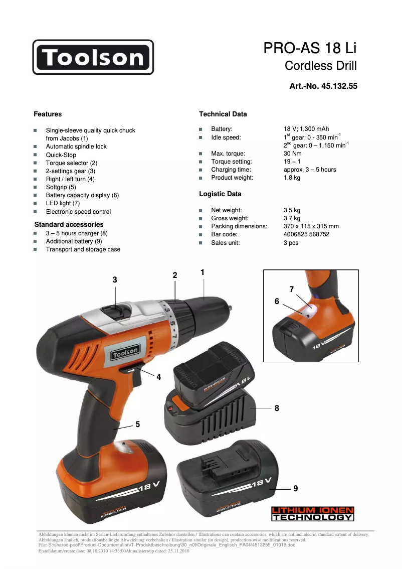 Image de la première page du manuel de l'appareil PRO-AS 18 Li