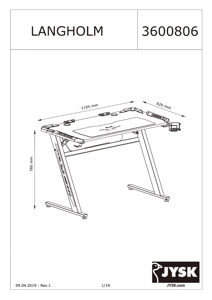 Page 1 de la notice Manuel utilisateur JYSK Langholm